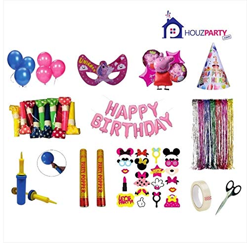 Houzparty DIY Girls Birthday Decoration Box | 100+ Theme Decorative Items